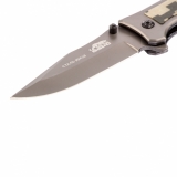 Нож туристический, складной, 210/85 мм, система Liner-Lock, с накладкой G10 на рукоятке, Барс, 79204