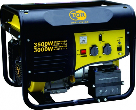 products/Генератор бензиновый TOR TR3500E 3,0 кВт 220 В 15 л с кнопкой запуска, 1187212