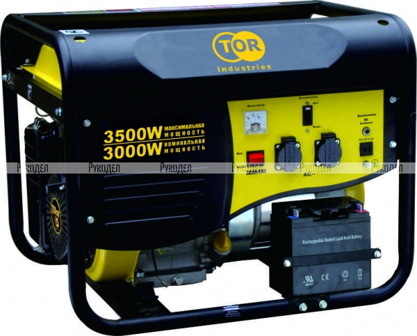 Генератор бензиновый TOR TR3500E 3,0 кВт 220 В 15 л с кнопкой запуска, 1187212