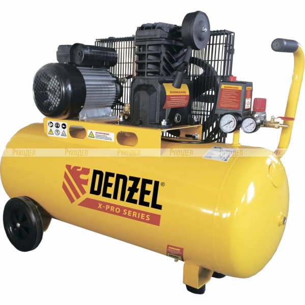 Компрессор воздушный Denzel X-PRO PC 2/100-400, 2,3 кВт, 400 л/мин, 100 л, 10 бар, ременной привод, масляный (арт. 58074)