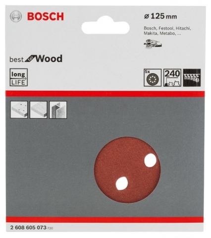 products/5 шлифлистов ?125мм K240 Best for Wood+Paint 2608605073