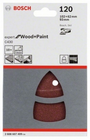 products/10 шлифлистов Expert for Wood+Paint 102x62,93 K120 2608607409