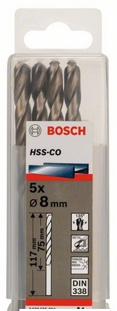 products/Сверло HSS-Co Standardline (5 шт; 8х117 мм; DIN 338) по металлу Bosch 2608585894