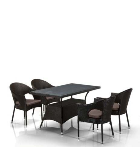 Комплект мебели  (иск. ротанг)  4+1 T198A/Y97B-W53 4 Pcs Brown 