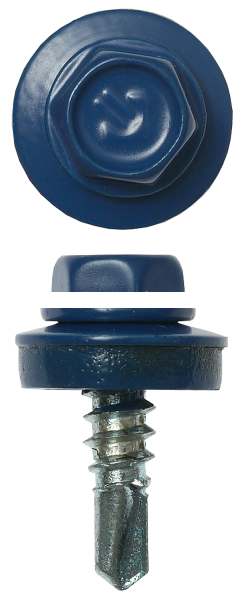 Саморезы СКМ кровельные, RAL 5005 синий насыщенный, для металлических конструкций, 19 х 5.5 мм, 2 500 шт, ЗУБР Профессионал 4-300310-55-019-5005