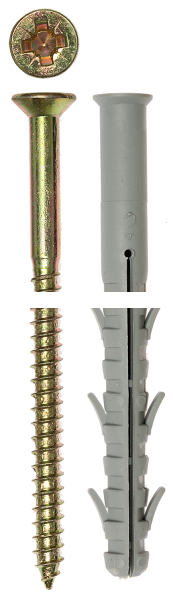 Дюбель рамный нейлоновый, в комплекте с оцинкованным шурупом, шлиц Pz, 10 x 160 мм, 50 шт, ЗУБР Профессионал 4-301455-10-160