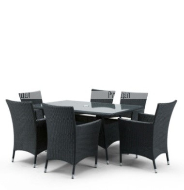 Комплект мебели  (иск. ротанг)  6+1 AFM-170S/Y189D  Black 6Pcs
