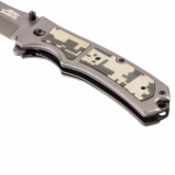 Нож туристический, складной, 210/85 мм, система Liner-Lock, с накладкой G10 на рукоятке, Барс, 79204