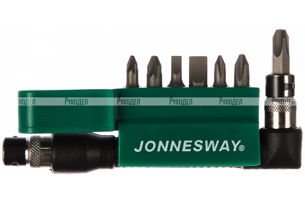 Комплект вставок-бит Jonnesway 1/4"DR, SL4,7, PH1,2,3, PZ1,2, c Г-образным приводом, 8 предметов арт. S08H208S