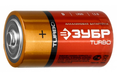 products/Щелочная батарейка 1.5 В, тип D, 2 шт, ЗУБР Turbo 59217-2C