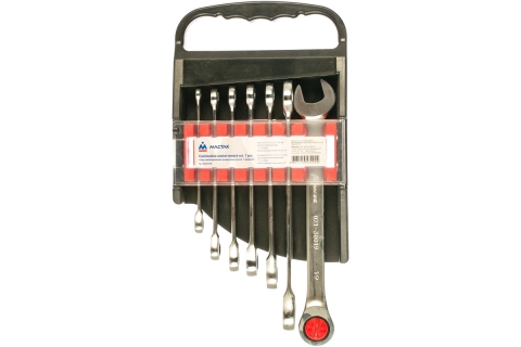 products/Набор комбинированных трещоточных ключей, 8-19 мм, 7 предметов МАСТАК 0213-07H