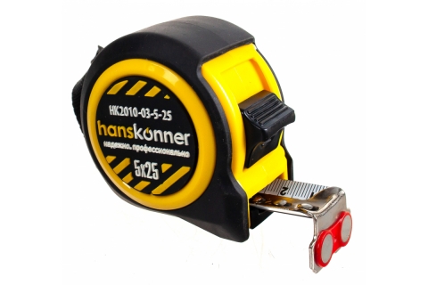 products/HK2010-03-5-25 Рулетка 5x25, 2 стопа,корпус на 32% компак.стандартного,мощный магнит,Hanskonner
