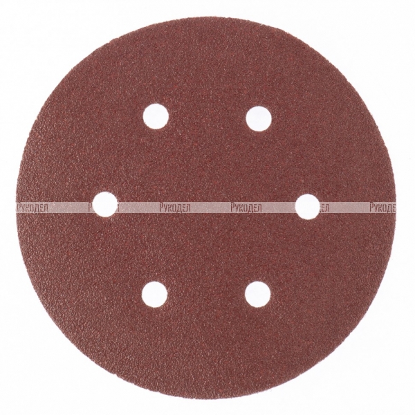 Круг абразивный на ворсовой подложке под "липучку", перфорированный, P 40, 150 мм, 5 шт Matrix, 73836