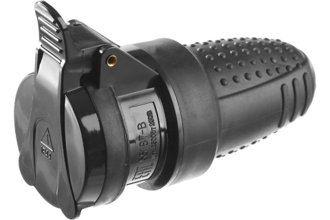 products/Розетка ЗУБР "Профессионал" 55187-B электрическая обрезиненная, 16А/250В, IP44, черная