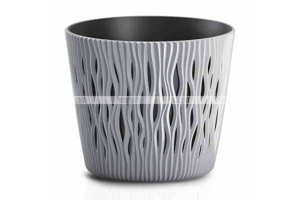 Кашпо для цветов Prosperplast SANDY ROUND серый, 5 л, арт. DSR220-405U