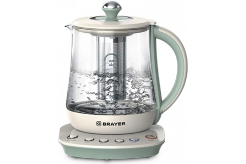 products/Чайник электрический BRAYER BR1015, 2200 Вт,1,5 л, подст, 40-100 °С, завар.чая, стеклян
