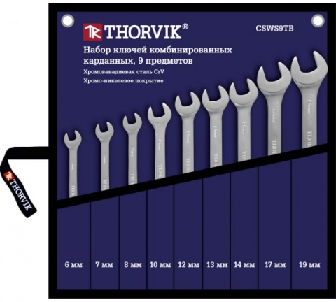 products/Набор комбинированных карданных ключей Thorvik CSWS9TB в сумке, 6-19 мм, 9 пр.