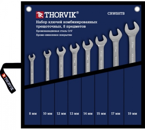 products/Набор комбинированных трещоточных ключей Thorvik CRWS8TB в сумке, 8-19 мм, 8 пр. 