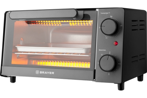products/Мини-печь BRAYER BR2600, 1200 Вт,9 л, таймер 15 мин, рег.темпер 65-230 °С, механ.управ