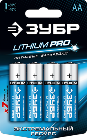 products/Батарейка ЗУБР "Lithium PRO" 59202-4C, литиевая Li-FeS2, "AA", 1,5 В, 4шт 