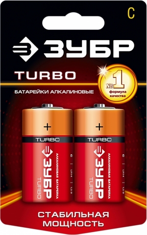 products/Щелочная батарейка 1.5 В, тип С, 2 шт, ЗУБР Turbo 59215-2C