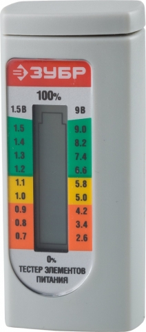 products/Тестер уровня заряда батарей ЗУБР 59260 для элементов питания ААА, АА, С, D, LR44, 6LR61(корунд)