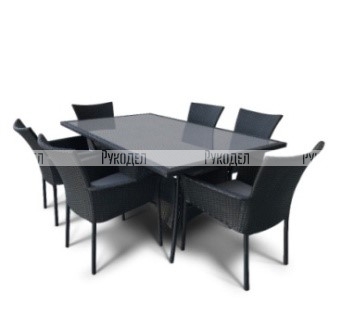 Комплект мебели (иск. ротанг)  6+1 AFM-170S  Black 6Pcs