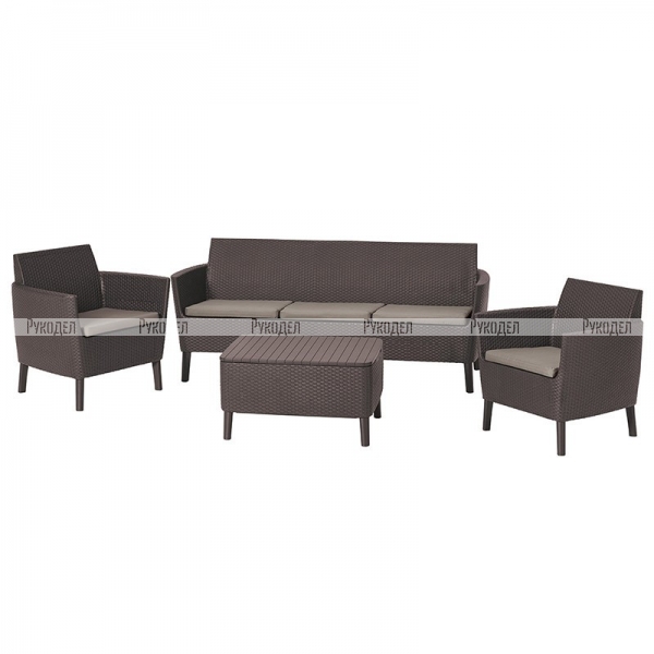 Комплект мебели Allibert Salemo 3 seater set (17205990) коричневый, 253240