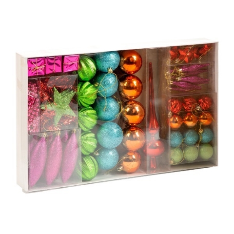products/Набор ёлочных шаров с верхушкой, пластик, микс, 55 шт в упаковке, Winter Glade, арт. 39055G136