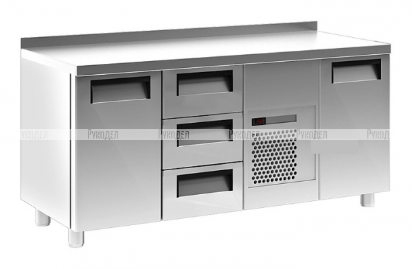Шкаф холодильный T70 M3-1 (3GN/NT Carboma) с бортом (0430-2 корпус нерж 2 двери 3 ящ) Полюс 1801859p.1584