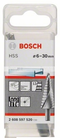 Сверло ступенчатое HSS (6-30 мм) хвостовик 10 мм BOSCH 2.608.597.520