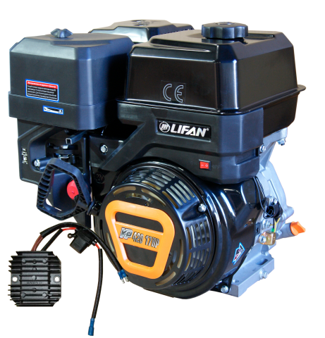 products/Двигатель LIFAN (17 л.с., 4-хтактный, одноцилиндровый, с воздушным охлаждением, вал 25 мм, объем 420см³, ручной стартер, вес 34 кг) KP420 (190F-T)
