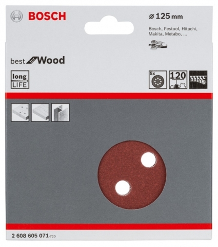 products/5 шлифлистов ?125мм K120 Best for Wood+Paint 2608605071