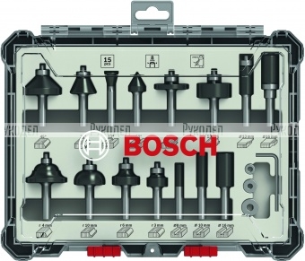 Набор фрез смешанный Bosch 8мм. 15шт. (арт. 2607017472)