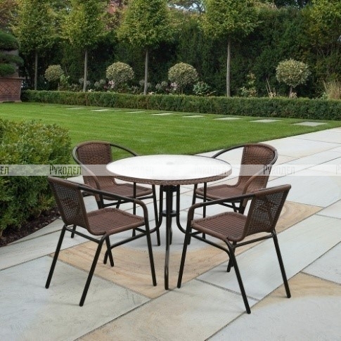 Комплект мебели Николь-1А круглый (иск. ротанг) TLH-037AR3/080RR-D80 Cappuccino 4Pcs
