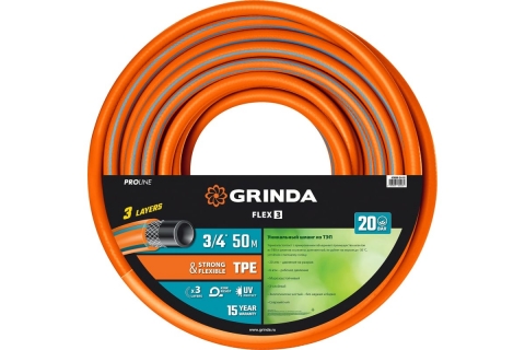 products/Поливочный шланг Grinda PROLine FLEX 3 3/4", 50 м, 20 атм 429008-3/4-50
