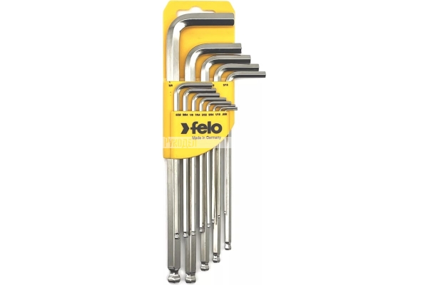 Набор дюймовых ключей Felo Г-образных шестигранных удлиненных с шаровым окончанием 13шт HEX .050"-3/8", арт. 37513011