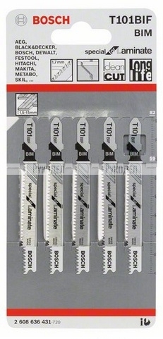 5 ЛОБЗИКОВЫХ ПИЛОК T 101 ВIF, BIM 2608636431