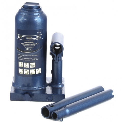 products/Домкрат гидравлический бутылочный телескопический, 2 т, H подъема 170-380 мм Stels (51115)