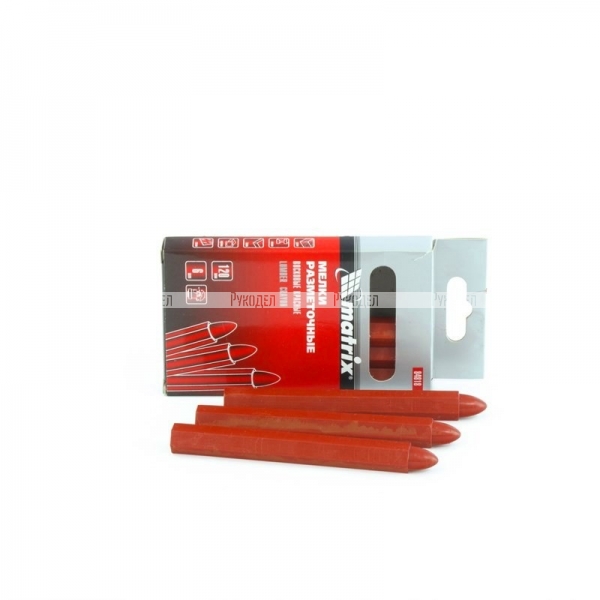 Мелки разметочные восковые красные, 120 мм, коробка 6 шт Matrix, 84818