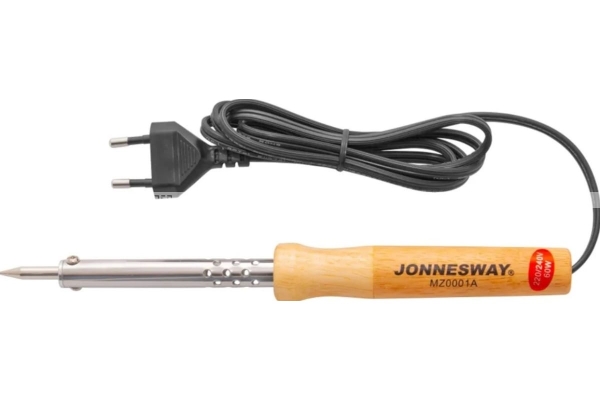 Паяльник Jonnesway электрический с деревянной рукояткой, паяльный стержень 6 мм, 60W, 220V-240V, T=400 C арт. MZ0001A