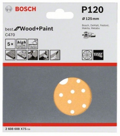 products/5 шлифлистов Best for Wood+Paint Multihole ?125 K120 2608608X75