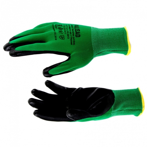 products/Перчатки полиэфирные с черным нитрильным покрытием маслобензостойкие, L, 15 класс вязки Palisad, 67865	