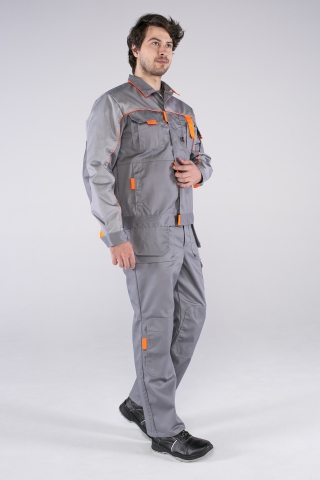 products/Костюм Союз-Профессионал-1 (тк.Балтекс,240) брюки, серый/св.серый/оранжевый