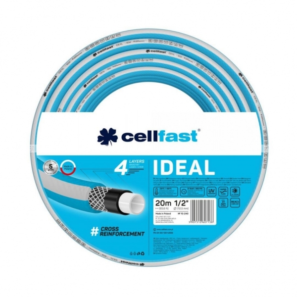 Садовый шланг 4 слоя Cellfast IDEAL 1/2" 30 m, арт. 10-240