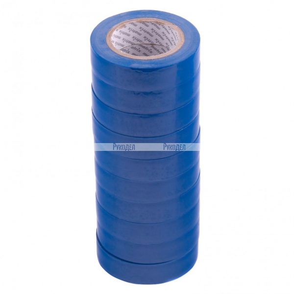 Набор изолент ПВХ 15 мм х 10 м, синяя, в упаковке 10 шт, 150 мкм Matrix, 88784