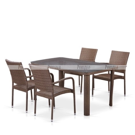 Комплект мебели (иск. ротанг)  4+1 T51A/Y376-W773-150x85 Brown 4Pcs
