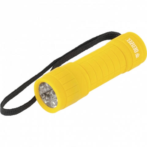 products/Фонарь светодиодный, желтый корпус с мягким покрытием, 9 Led, 3хААА Denzel, 92613