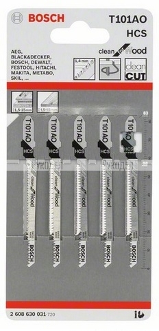 5 ЛОБЗИКОВЫХ ПИЛОК T 101 AО, HCS 2608630031