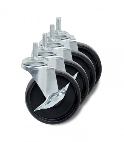 products/Комплект колес GASTRORAG 3" SET 4 шт., 2 с тормозом, диаметр 76 мм, оцинкованная сталь/резина